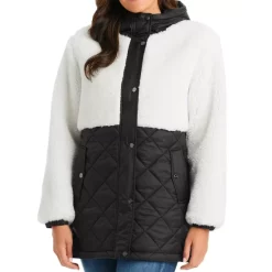 Promo π Sanctuary Mixed Media Sherpa Hooded Jacket Black β€οΈ