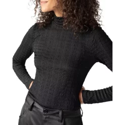 Buy 😍 Sanctuary Textured Mock Neck Top Black 🎉