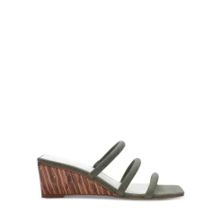 Budget 🔔 Sanctuary 👩 Women's Klique Square Toe Wedge Heel 🩴 Sandals Trail Green 🧨