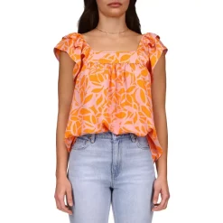 Best Pirce 😉 Sanctuary Printed Square Neck Top Tangerine 🧨